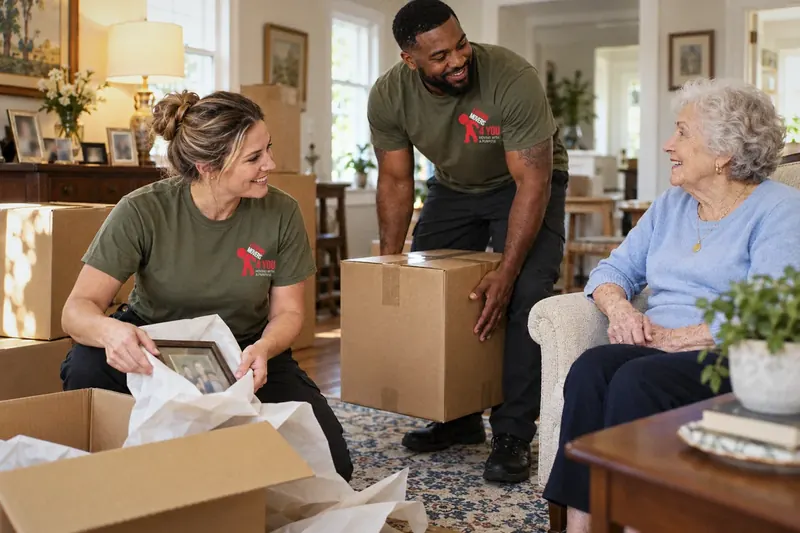 Legend Movers 4 You movers carefully packing for a senior homeowner in Orlando, FL