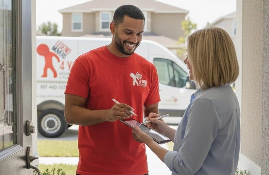 Orlando FL moving professional assisting customer